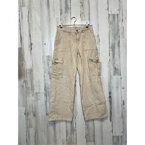 Miami Vice Cargo Pants Size small Beige Wide Leg Loose Fit Tan